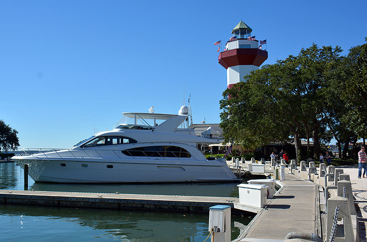 The harbour and lighthouse at Harbour Town in Hilton Head, SC